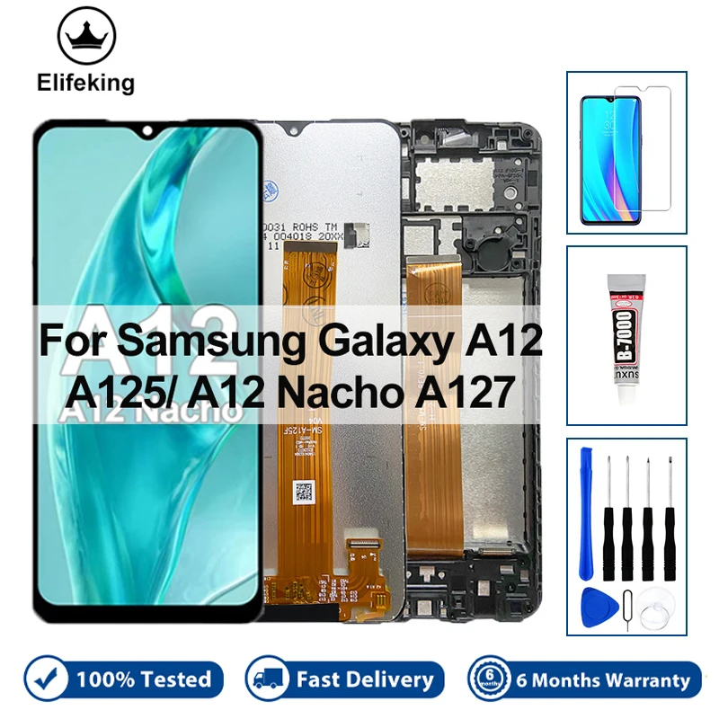 

ЖК-дисплей для Samsung Galaxy A12 A125F / A12 Nacho A127 / A02/M02, дисплей с сенсорным экраном и дигитайзером в сборе, запасные части для ремонта