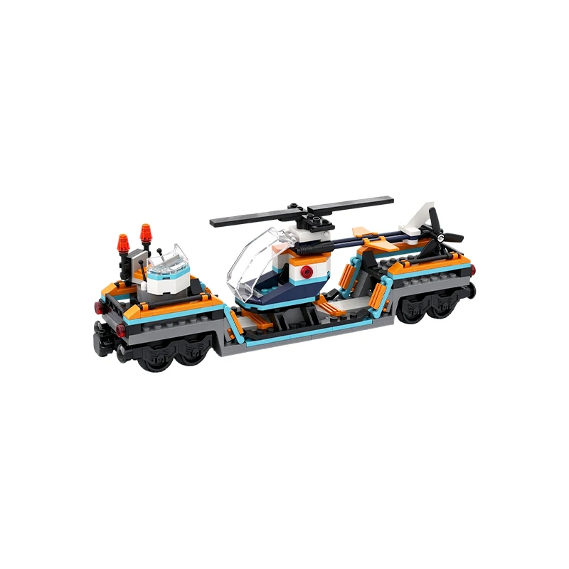 MOC City Railway Arctic Freight Train Carriage Building Blocks Wagon Extension DIY Bricks Model Toy Kids