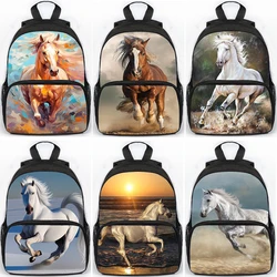 Large Capacity Backpack for Students Boys Girls Running Horses Print Waterproof School Bags Children Knapsack Travel Bag Mochila