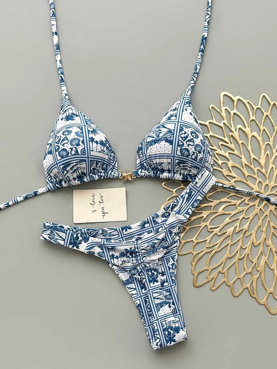 

Micro Swimsuit For Women Mini Bikinis 2026 Sexy Push Up Swimwear Ins Bikini Set Biquini Print Beachwear Female