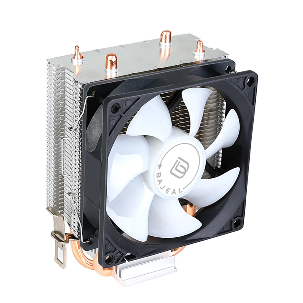 مبرد وحدة المعالجة المركزية مع أنبوبين للحرارة مروحة تبريد RGB هادئة بألوان قوس قزح 3PIN مروحة RGB صامتة لـ Intel LGA775 1150/1151/1155/1156/1200 AMD AM2