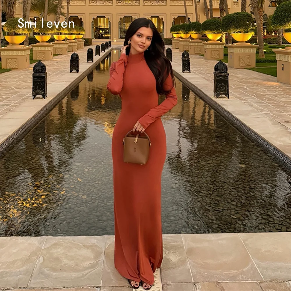 

Smileven Elegant Mermaid Prom Dress Scoop Backless Party Gowns Simple Full Sleeve Formal Occassion Dress Customized 2026