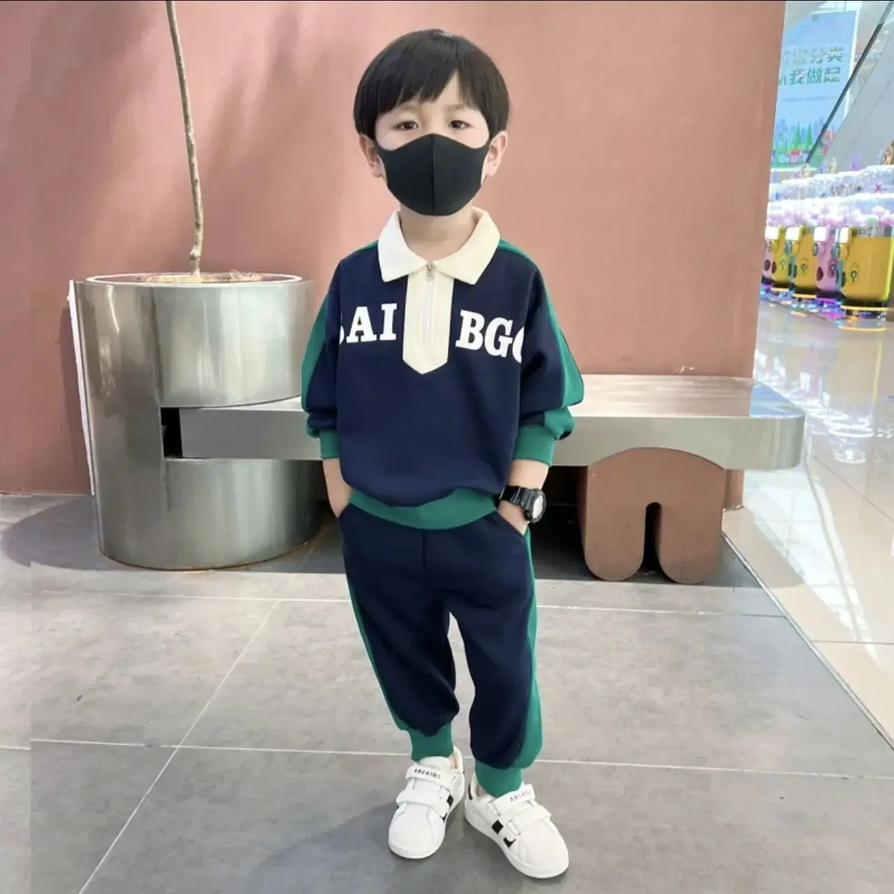 

Boys' Spring and Autumn Set New Cotton Sports and Leisure Children's Korean Edition Sportswear Pants Two Piece Set