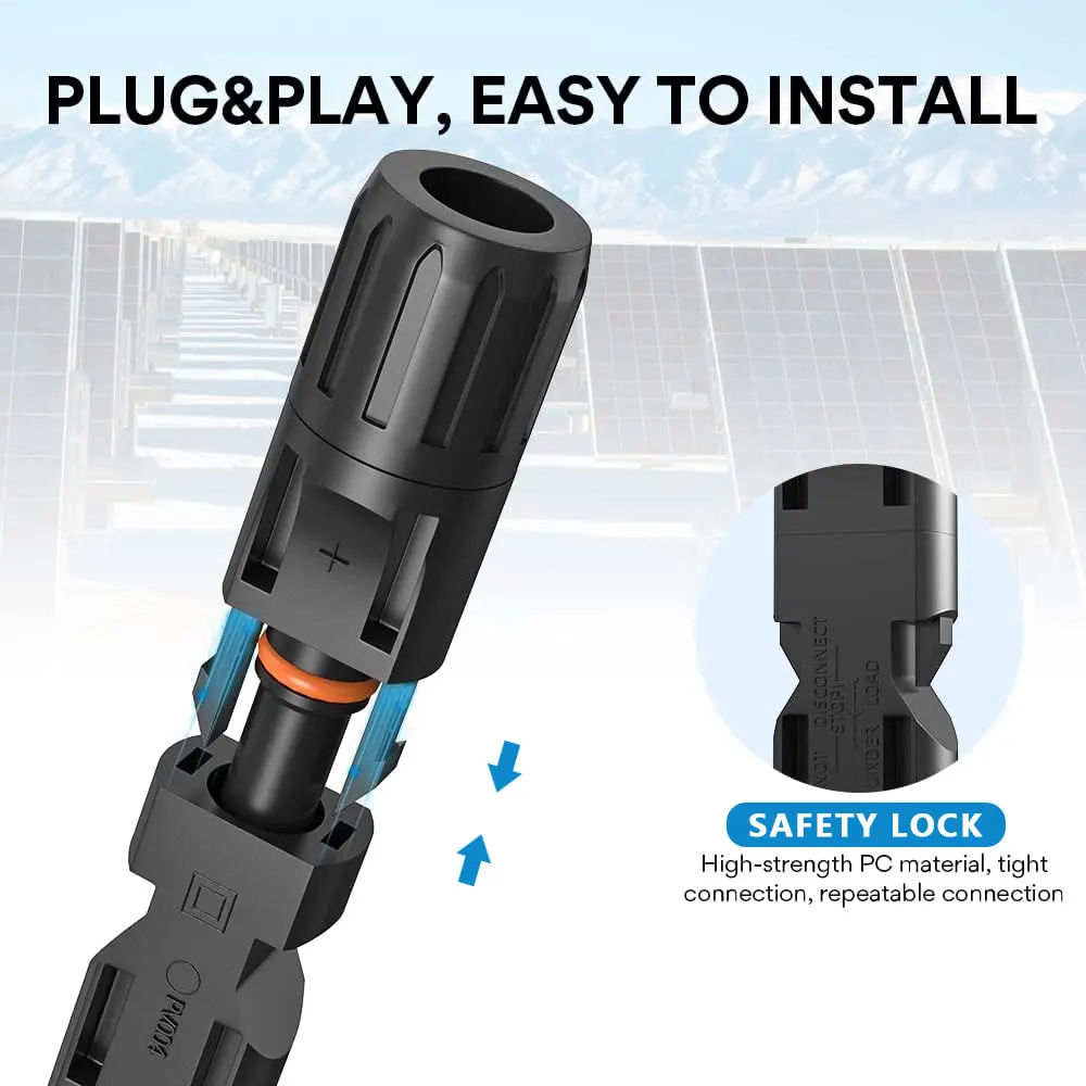 Y&H 2 Pairs Male＆Female Waterproof PV Cable Connector for Solar Panels PV Systems and Wire Connection image 5