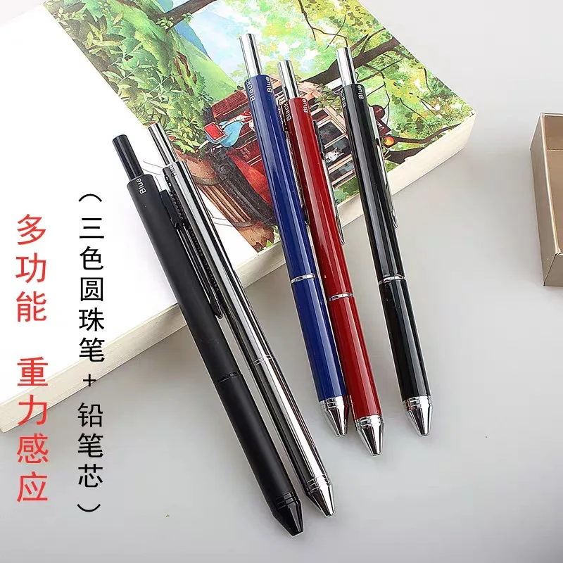 Imagem -03 - Multi-funcional Metal Caneta Esferográfica Tecnologia Preto Gravidade Sensor Pen Lápis Automático Multi-color em 1