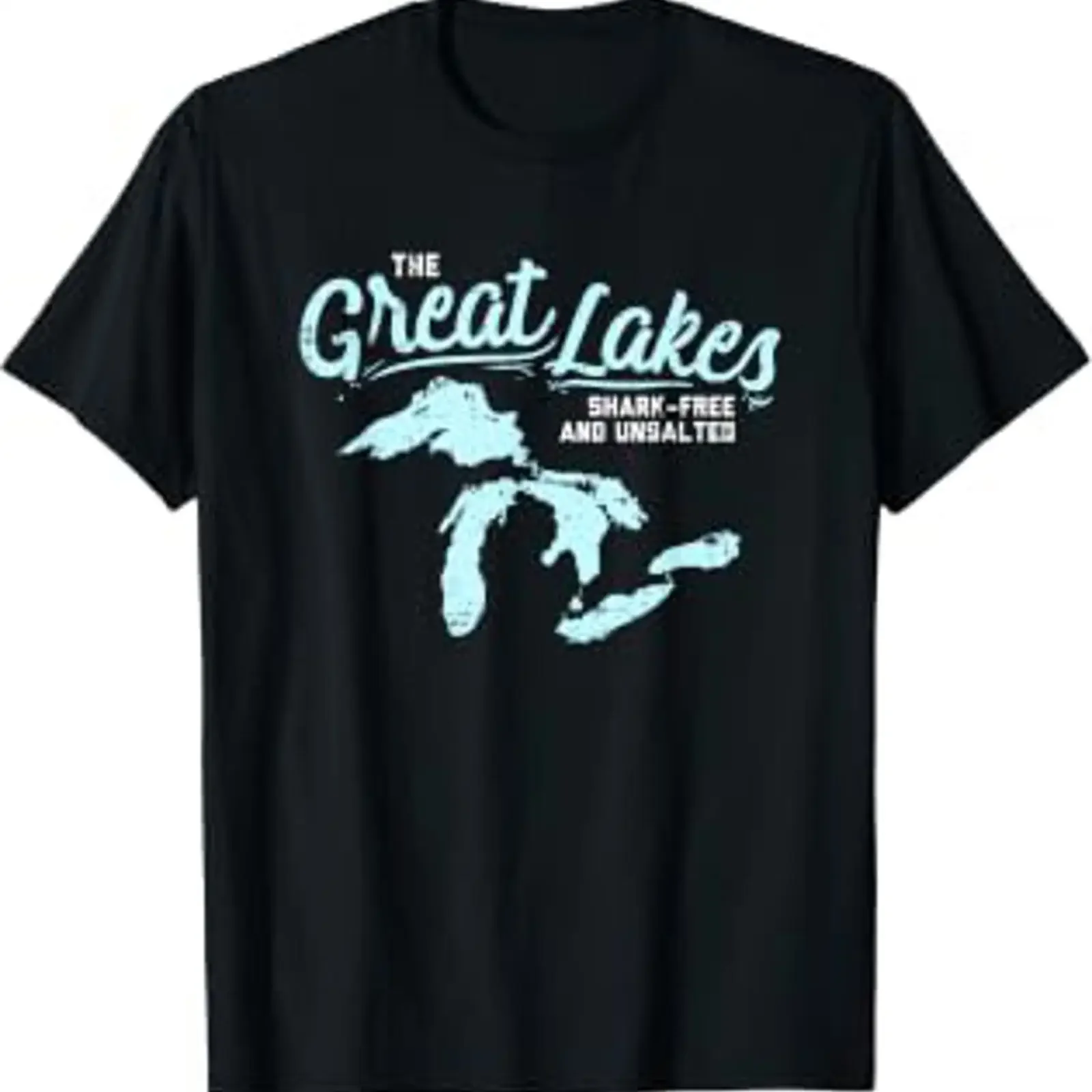 Great Lakes Shark Free Unsalted T Shirt Five America vintage Washed homme graphic Top For Everyday Wear Stylish Versatile
