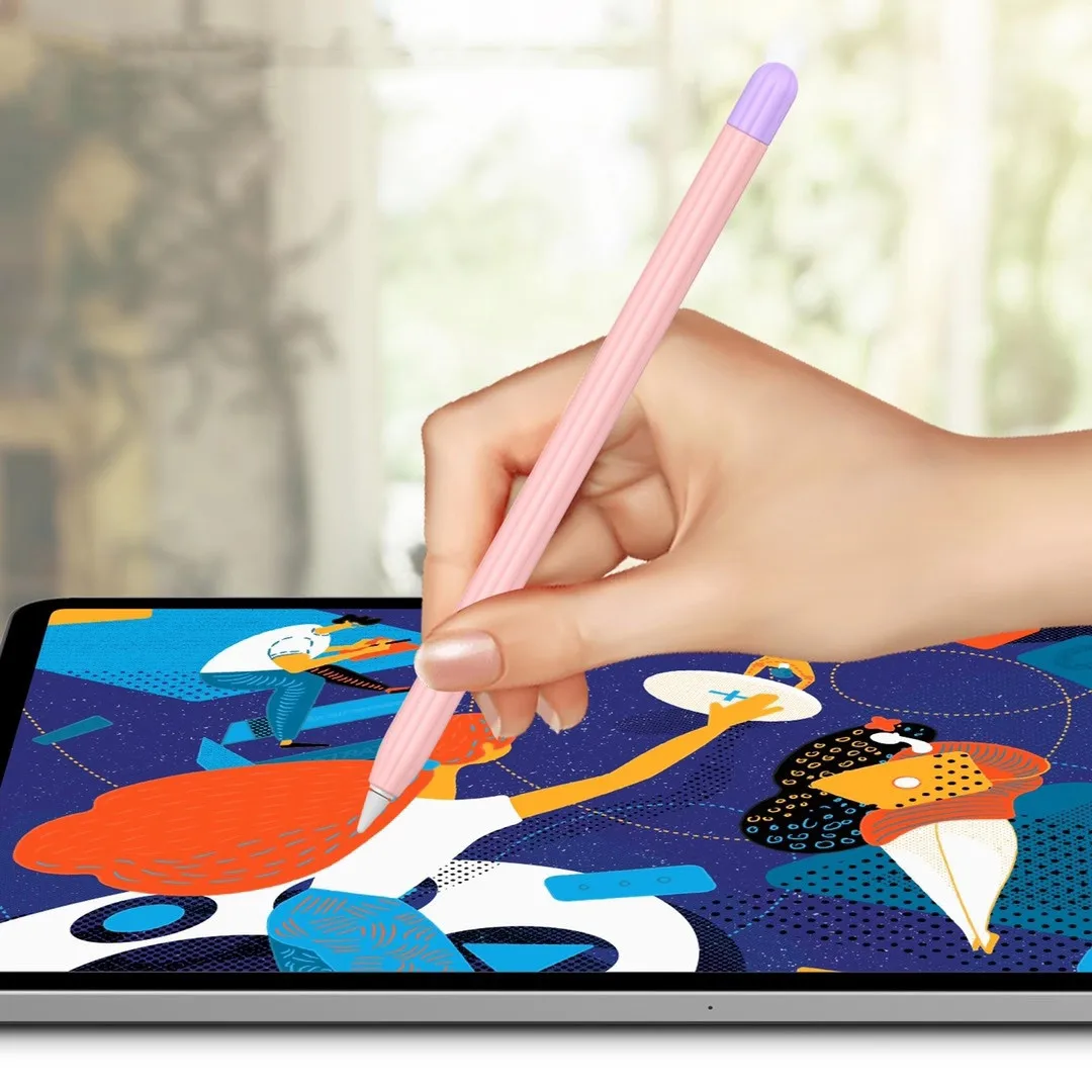 Stylus Cover Silicone Pen Case For Apple Pencil 1 2 Tips Cap Color Matching Stylus Protective Non-slip Anti-fall Pen 2 1 Cover