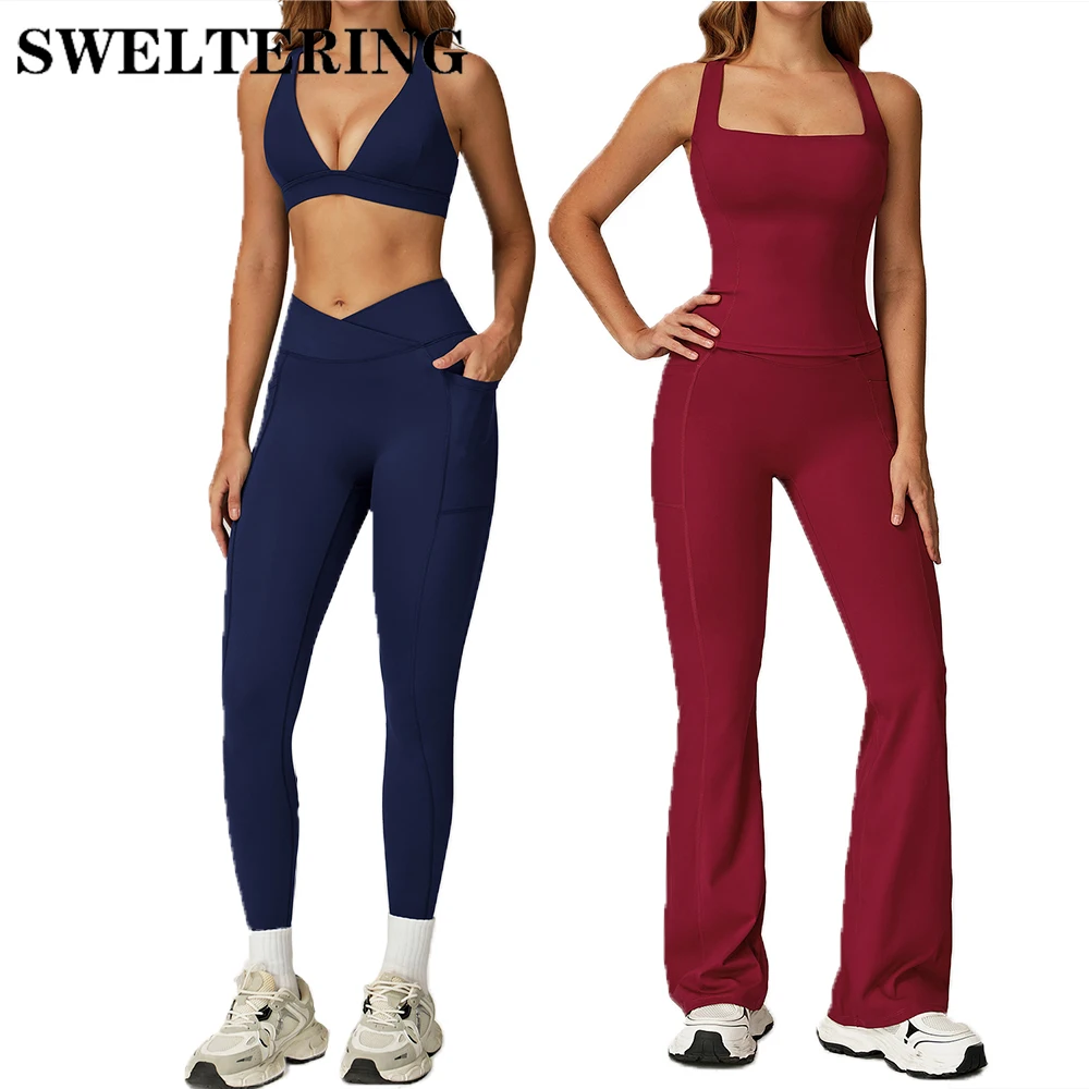 2PCS Fitness Suit Yoga Pilates Set Athletic Wear Gym Workout Tracksuit Women Push Up Yoga Suit Female Sports Bra Leggings Suit