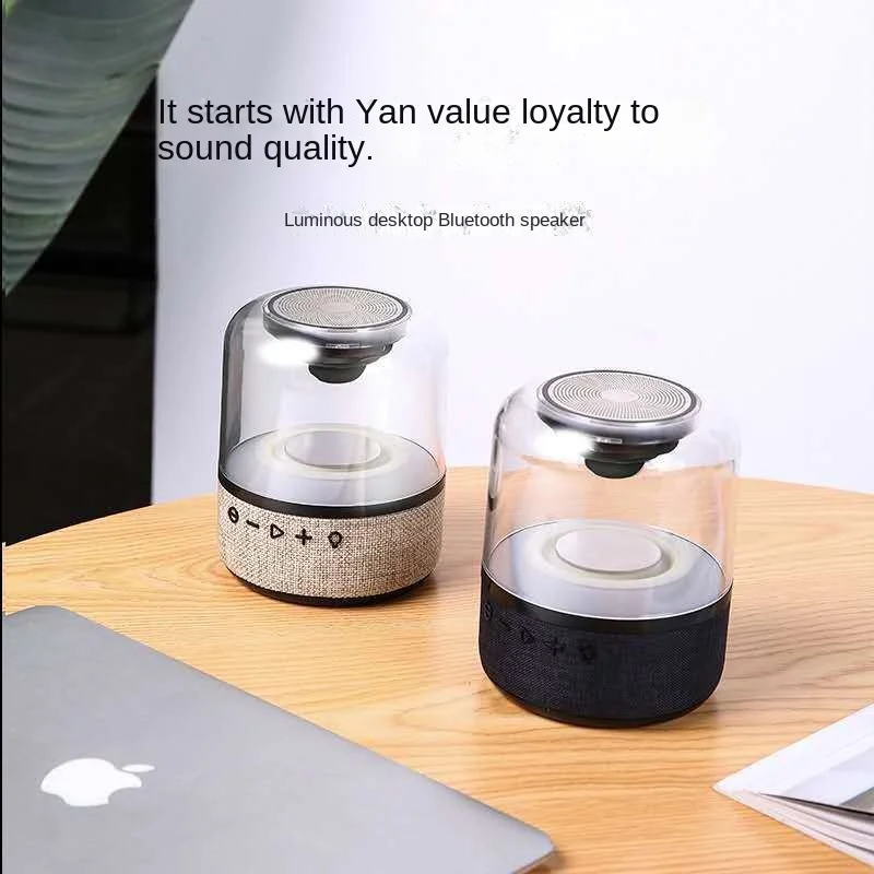 High Quality Bluetooth Speaker Colorful Night Light Transparent Bluetooth Speaker Subwoofer Glass TWS Speaker 2026 DropShipping