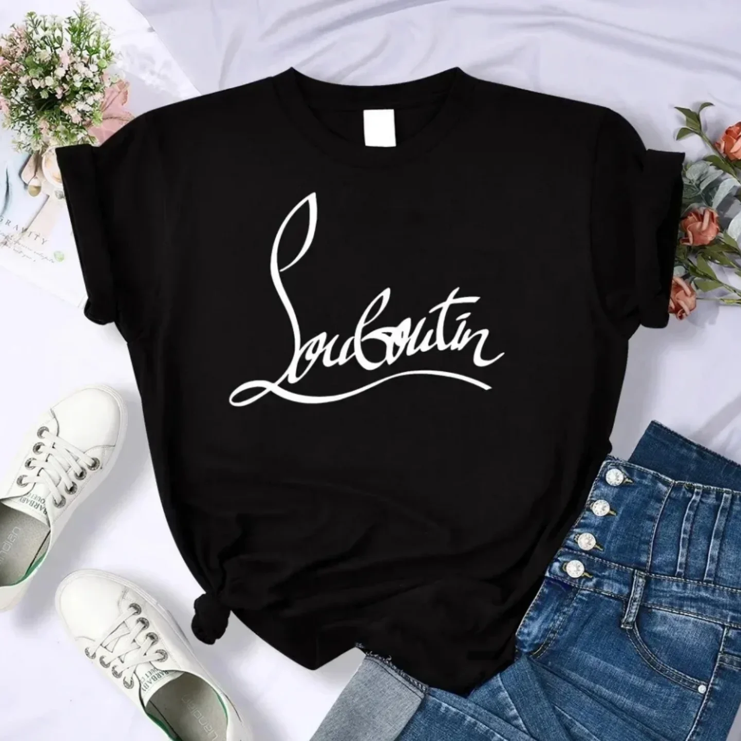 2024 Korean Kpop Love Rushed Fashion Clothing Women Lady Female Crew Neck Tops T-shirt Summer Pure  Loose Clothes y2k Clothing