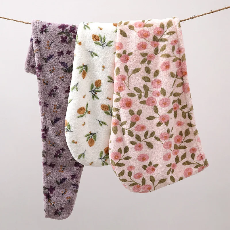 Home Coral Fleece Dry Hair Cap New Floral Dry Hair Towel Adult Absorbent Quick Drying Super Thick Shower Cap Bathroom Supplies