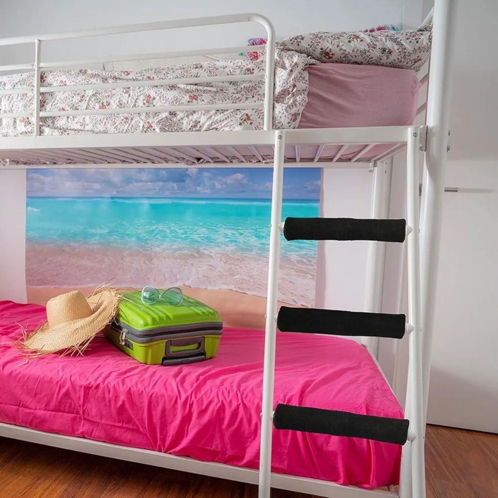 4pcs Soft With 8 Adjustable Hook Bunk Bed Ladder Pads Loop Straps Anti-Slip Bed Step Pad Cover Loft Bed Ladder Pads Room
