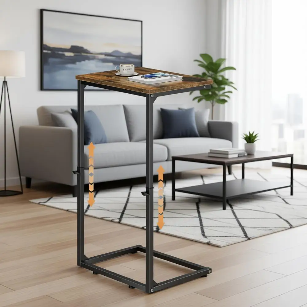 

Приставной столик в форме буквы С, регулируемый по высоте (33,2 дюйма), маленький приставной столик для небольших помещений, придиванный столик, столик-поднос для телевизора, для гостиной