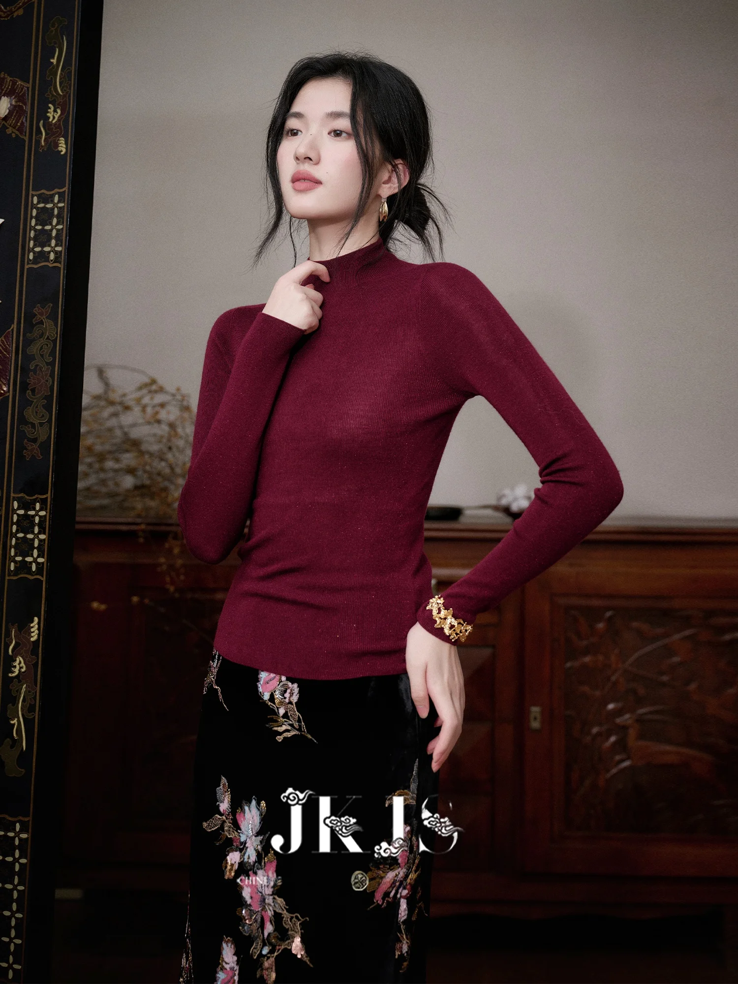 

Новый китайский тонкий шерстяной вязаный свитер-базовый слой для женщин, модный осенне-зимний теплый свитер JKJS Pine