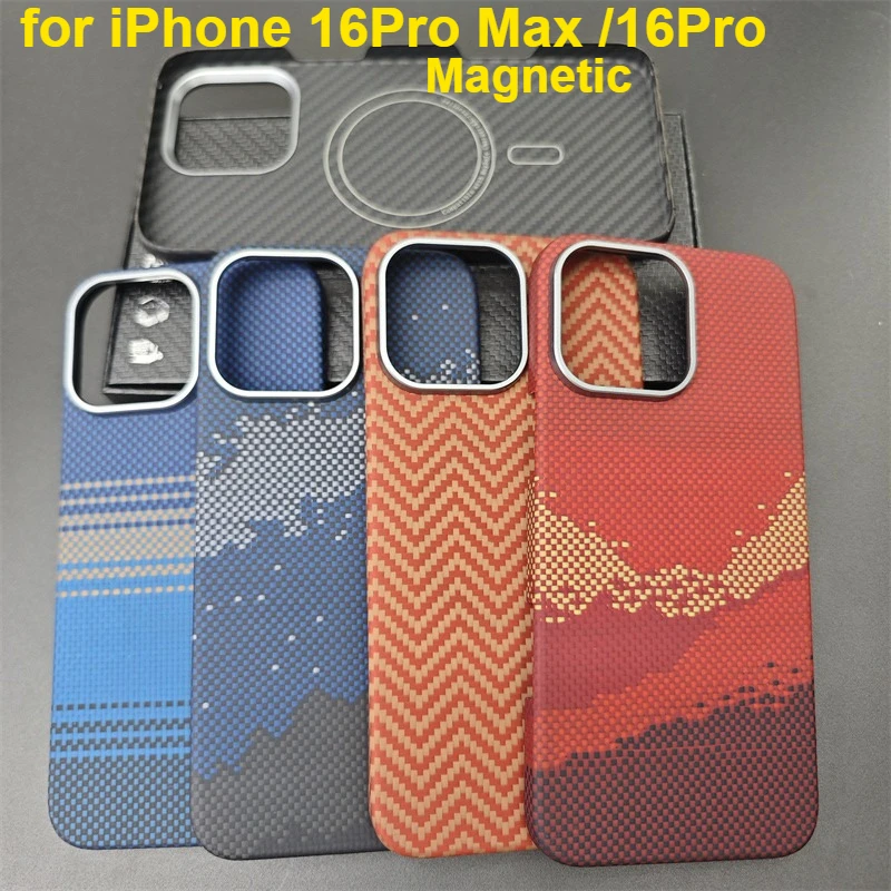 

Magnetic Case for iPhone 16 Pro Max /16Pro Carbon Fiber Case Aramid Fiber Cover Ultra-thin for IPhone 16Pro Phone Cover Case
