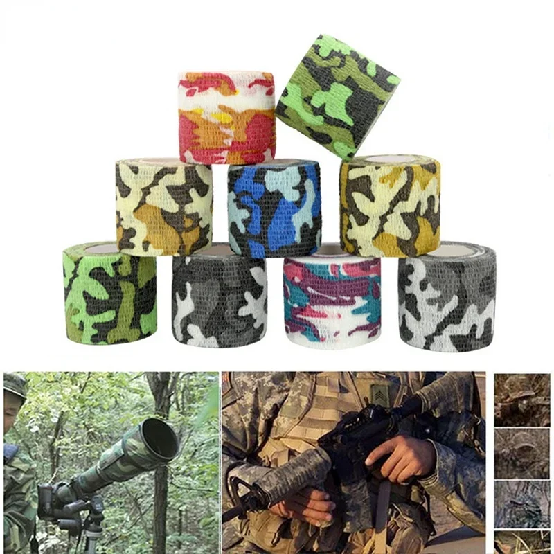 Tactical Camouflage Elastic Bandage Self-adhesive Camouflage Tape Outdoor Hunting Shooting Invisible Tape Rifle Gun Elastic Wrap