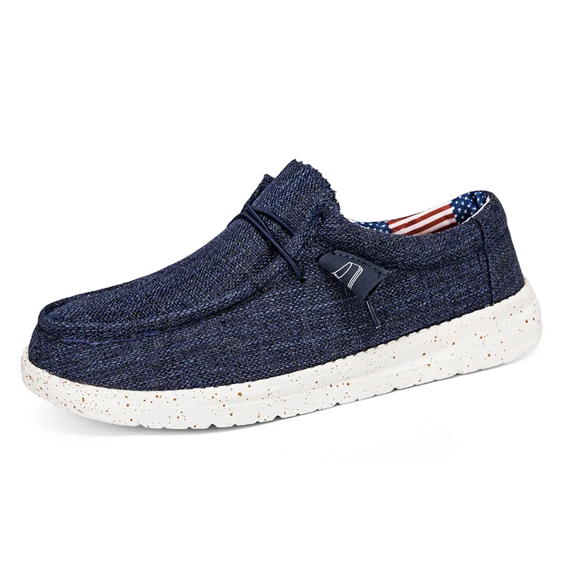 Casual Men Canvas Loafers Slip on Shoes Soft EVA Sole Non-Slip Driving Walking Shoes for Daily Outdoor Big Size 48 49 50