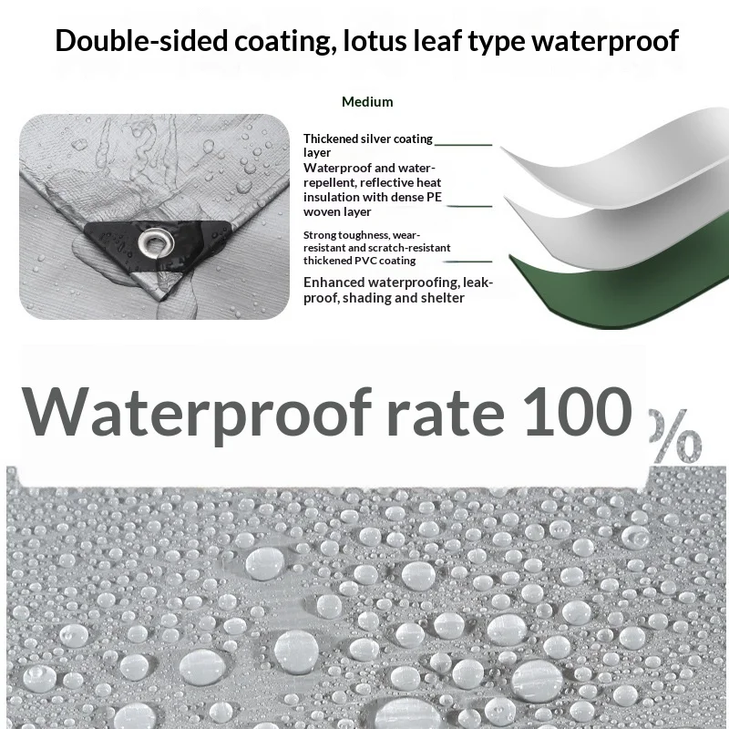 Waterproof Canvas Double Layer Thickened Outdoor Tarpaulin Rainproof Sunscreen UV Protection Cover for Garden Plant ShedCar Roof