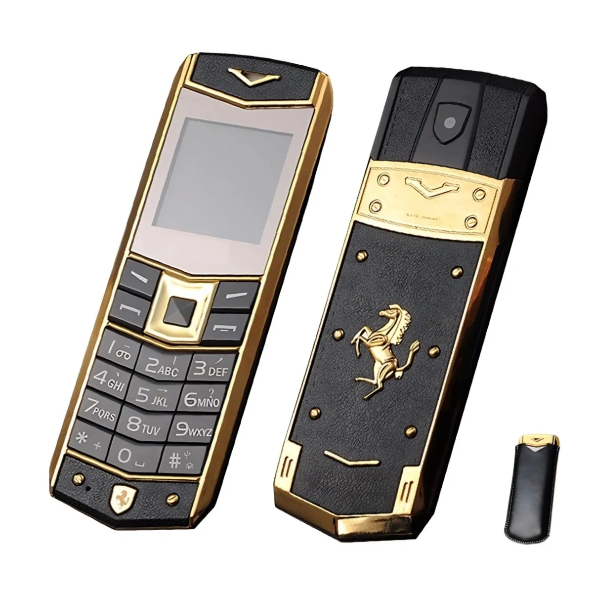 Mini Classic Luxury Phone Metal Frame Dual SIM Bluetooth Dialing Voice Changer Big Keys MP3 FM Long Standby Free Case