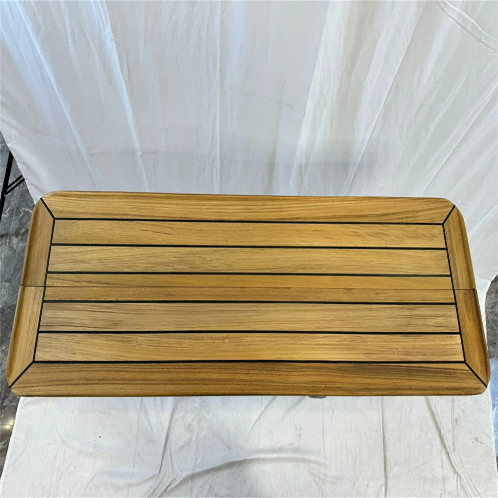 Sliding Wings Teak Table Top 340/580x1000mm,13.4/22.8x39.4 Inch Star Inlay Boat Marine Yacht RV TS35100