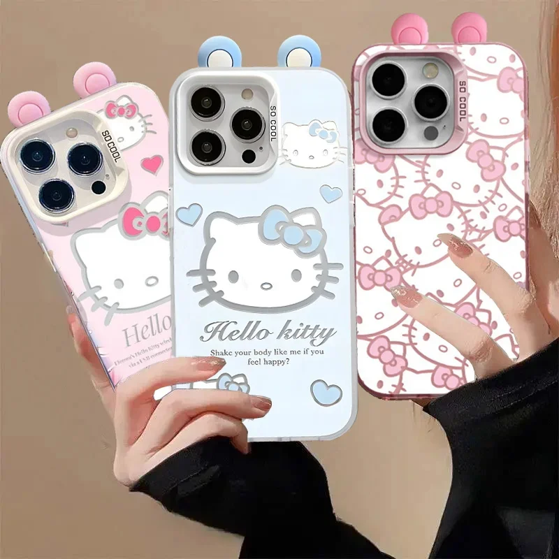 

3D Pink Ears Hello Kitty Case For Honor 400 Pro Magic 7 90 Lite 200 Pro X9B X9A X6B X8A X7A X7B P30 Y2K kawaii Matte IMD Cover