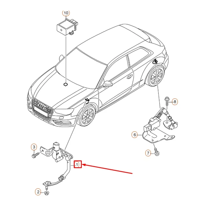

Front Left Headlight Level Sensor 5Q0412521C For A3, Q2 Q3 Vehicle Height Control Unit