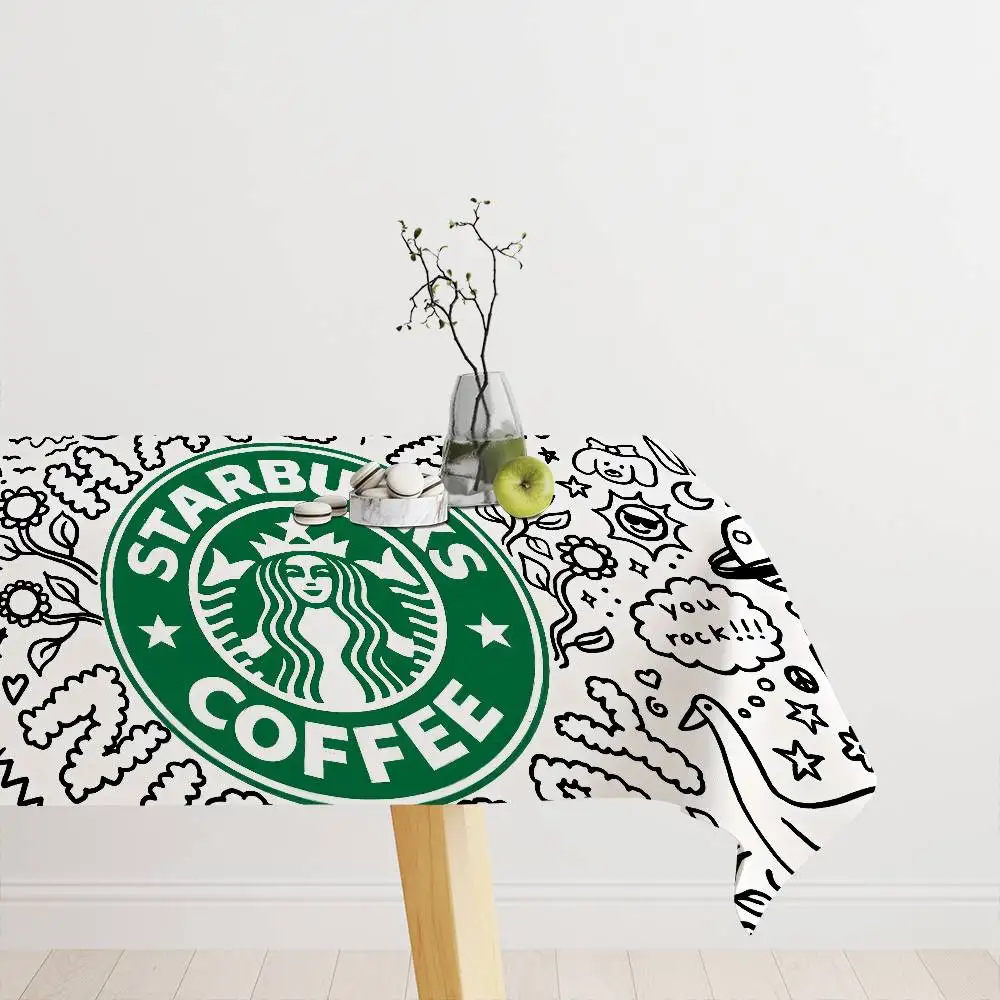 Cool S-Starbucks LOGO Rectangular Tablecloths Washable Wedding Party Kitchen Dining Living Room Birthday Decoration Table