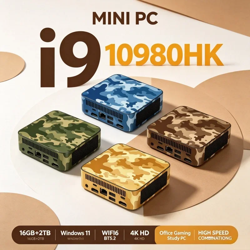 High Performance Mini PC Core I9‑10980HK Windows 11 16GB RAM 1TB‑2TB SSD WiFi6 BT5.2 Mini Host For Business Gaming Multimedia