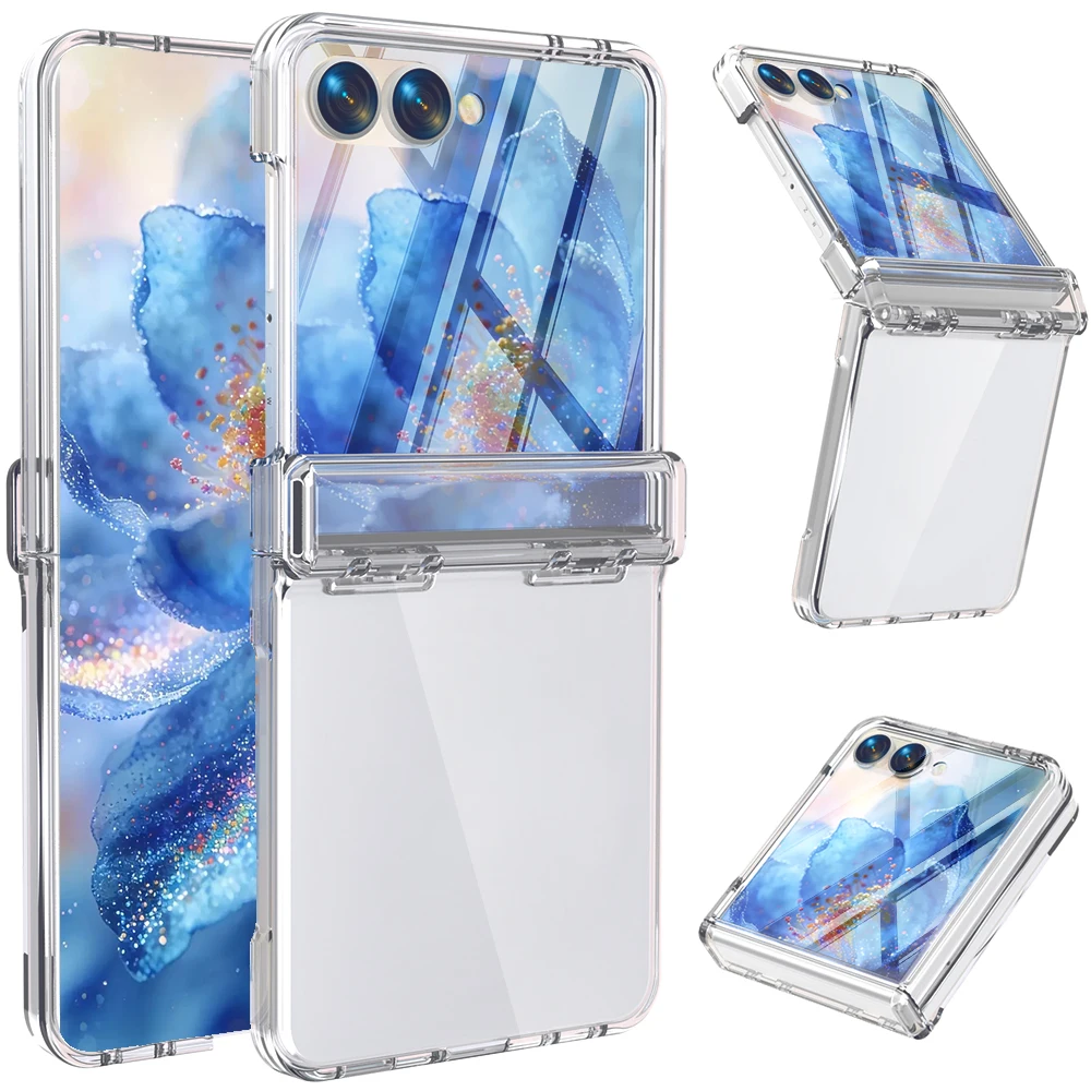 For Samsung Galaxy Z Flip 8 Case Ultra-Thin Skin-Friendly Transparent Hinge With Mirror Film Shockproof Hard Cover Accessories
