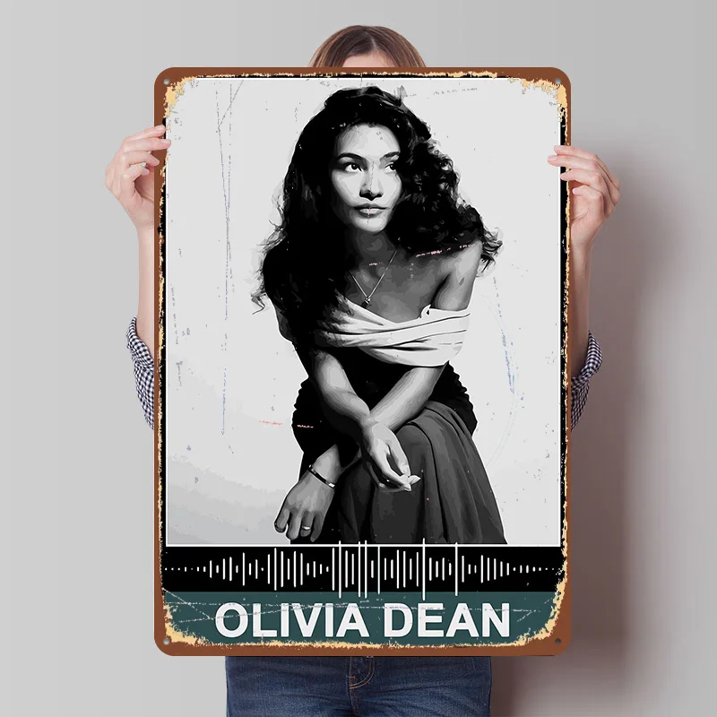 Olivia Dean Album Cover Portrait Printed Poster Customized Retro Wall Art Vintage Metal Tin Signs for Home Bathroom Decor Items