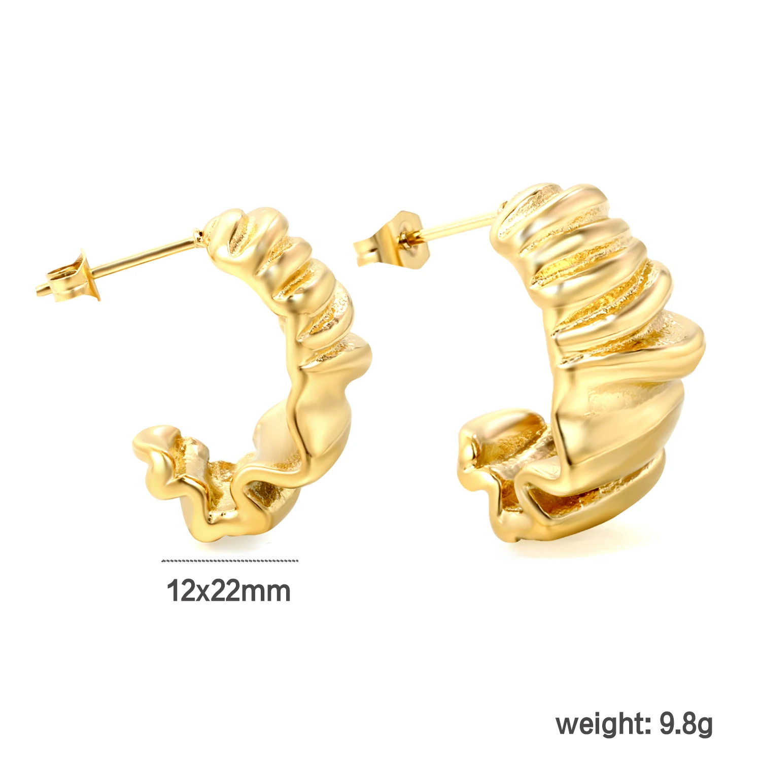 ASONSTEEL High Quality Half Shaped Alien Piercing Stud Earrings Stainless Steel 18K Gold Plated Jewelry Anti-allergic Accessory