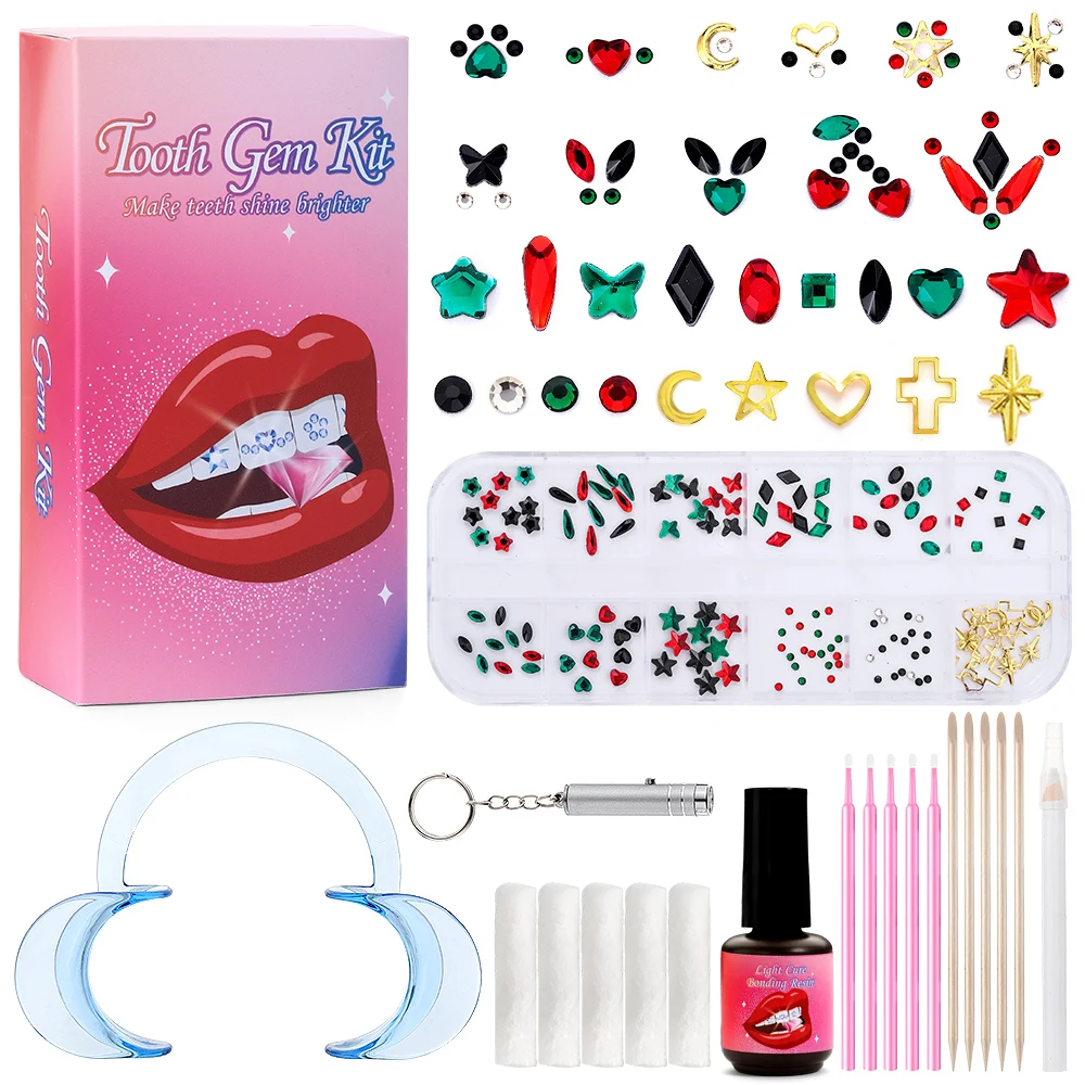 

Christmas Style Sparkling Crystals Tooth Gem Kit for Professional Fashionable Tooth Gems Kit for Diy Teeth For Teeth Jewelry