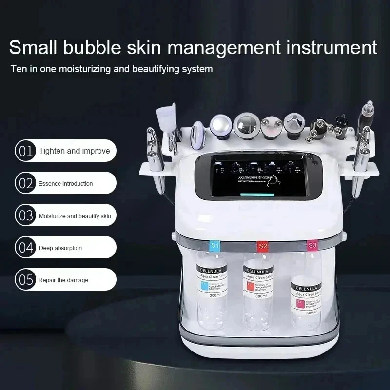 Professional 10 in 1 H2o2 Aqua Peeling Lift Skin Bubble Moisturizer Oxygen Hydrofacial Machine, Skin Care Cleansing Facials