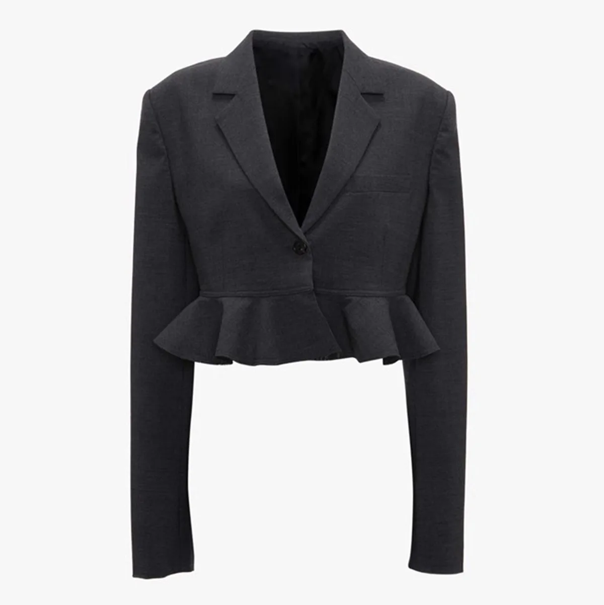 Harlan Lässiges Damen-Set, Frühling, Lotusblatt, Spitzensaum, kurzer Anzug mit Schnallenbund und Hose
