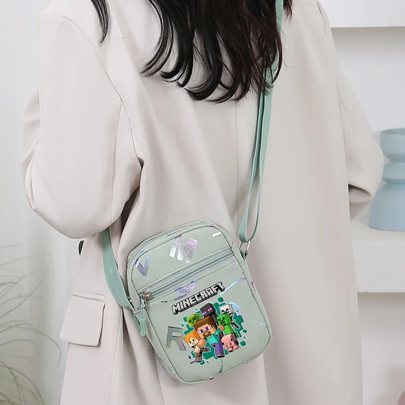 Minecrafted Fashion Shoulder Bag Boys Girls Portable Crossbody Bags for Women Men Cartoon Anime Pattern Print Wallet Party Gifts