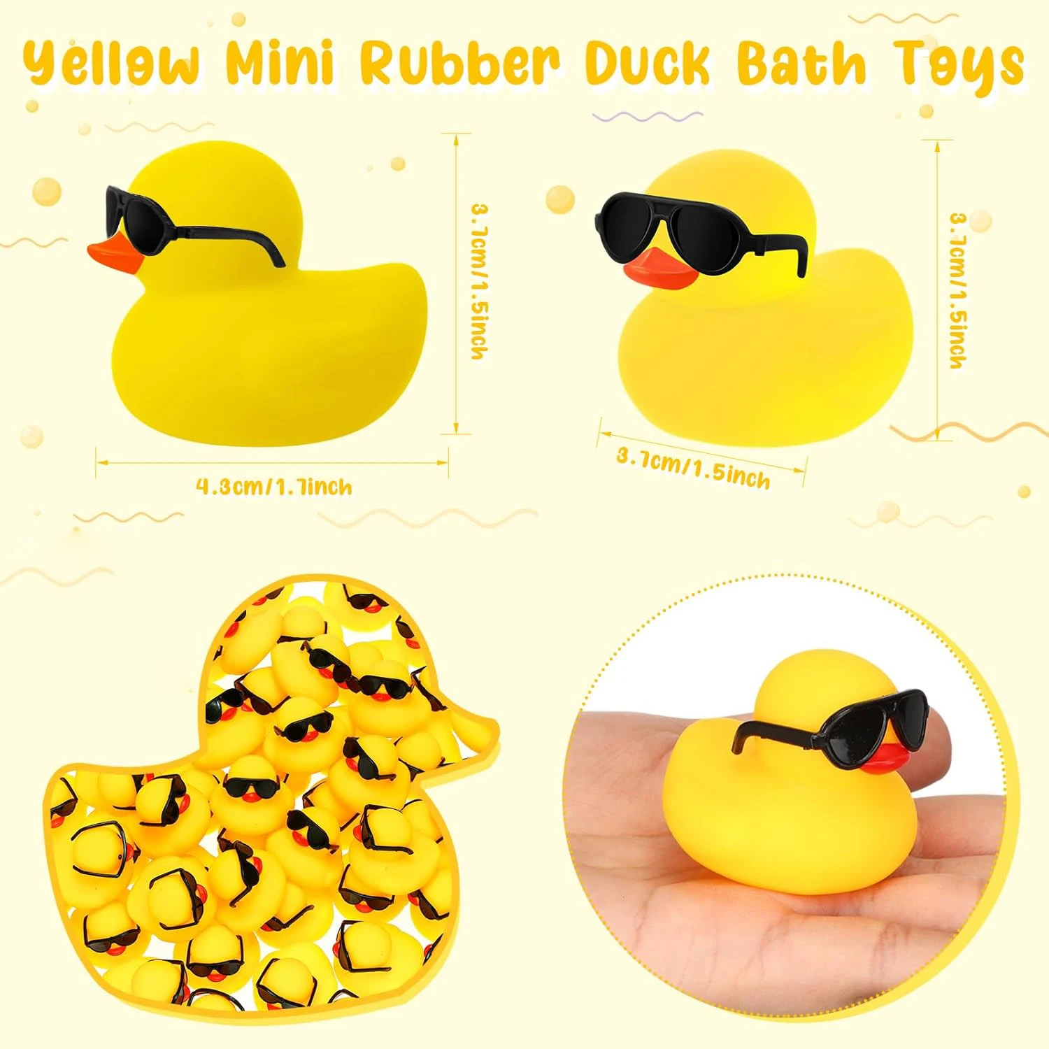 36/48/60 Pcs Rubber Duck in Bulk  Mini Yellow Rubber Duck Gifts Bath Float Bathtub Toys Tiny Ducks