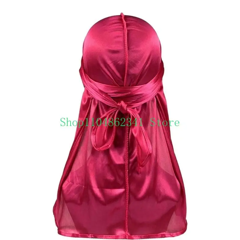 5asd Men's Silky Head Wrap Pirate Hat with Long Tail for Braid Various Hairstyles