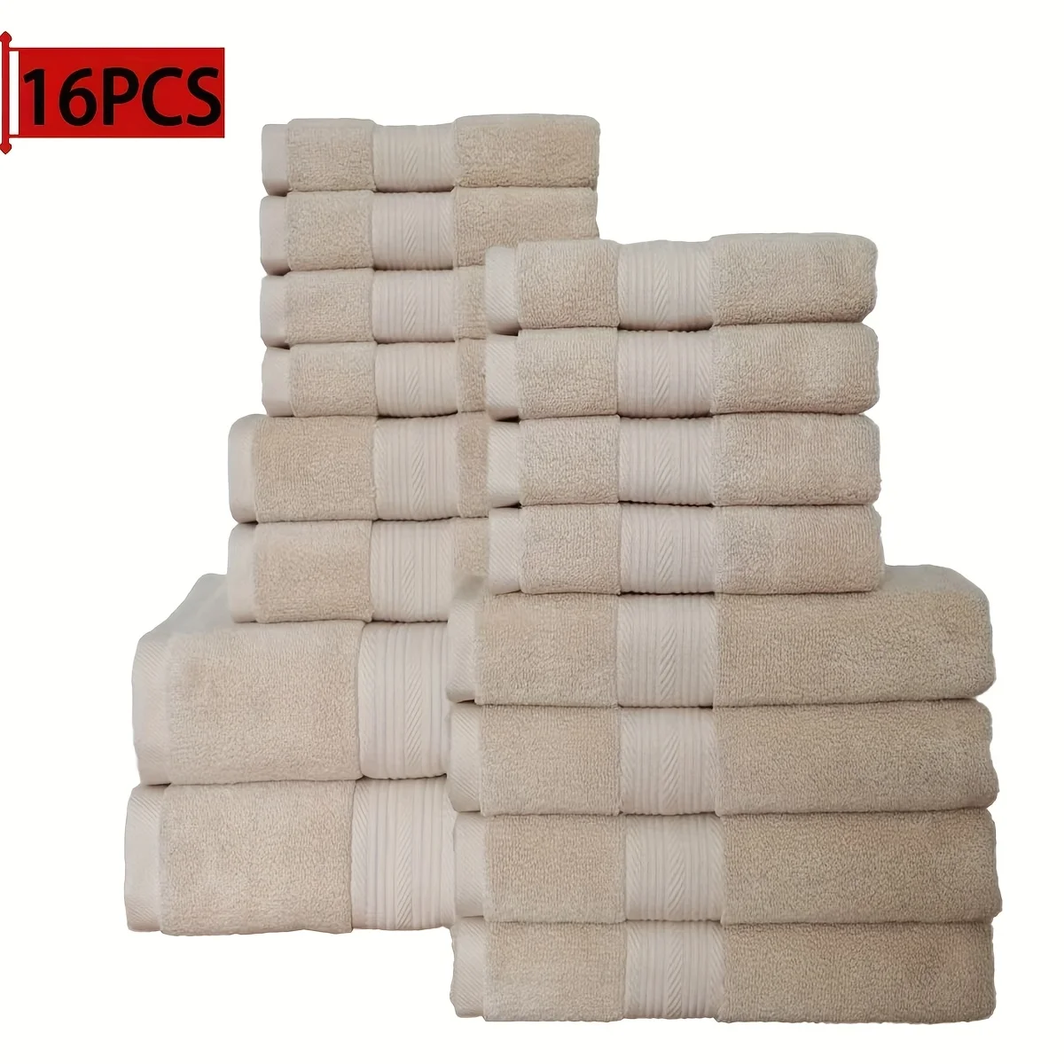 16-Piece Cotton Bath Towel Set – Soft, Absorbent & Quick-Drying | Versatile for Home, Travel, Camping & Pool Use | Mix-and-Match - view 5