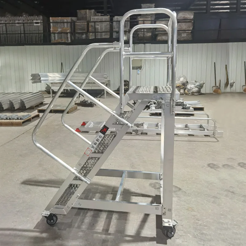

Aluminum alloy mobile platform ladder Working ladder Workshop maintenance Industrial climbing safety ladder Sampling