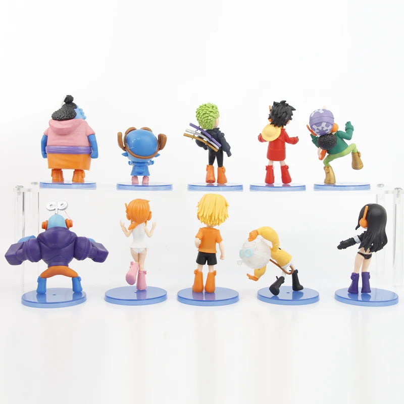 10pcs/set One Piece Luffy Zoro Nami Franky Figures Pvc Model Toys 6.5-10cm