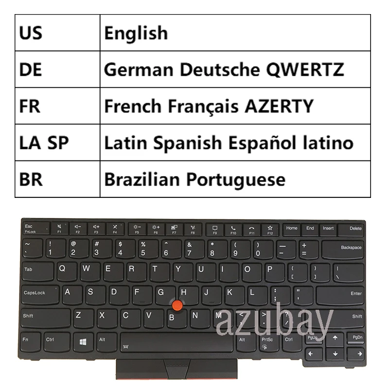 Keyboard for Lenovo L480 (20LS 20LT) T490 R480 R490 E480 Type (20KN, 20KQ) E485 (Type 20KU) US GR QWERTZ FR AZERTY LA Spanish BR