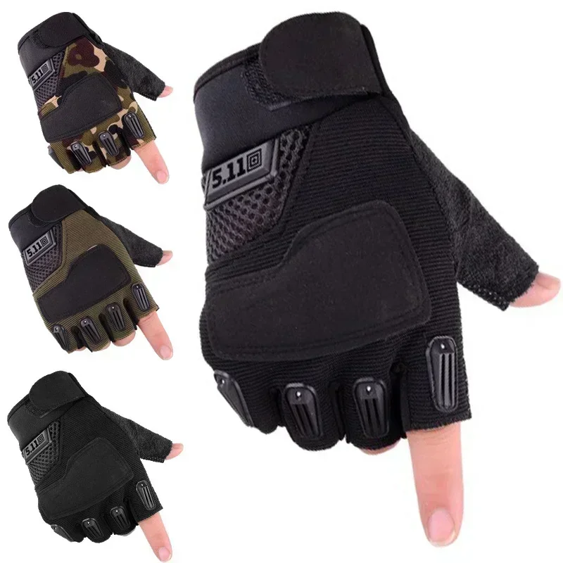 Guantes de gimnasio para hombre, Guantes antideslizantes tácticos militares de medio dedo para deportes al aire libre, Guantes sin dedos para montar en mujeres