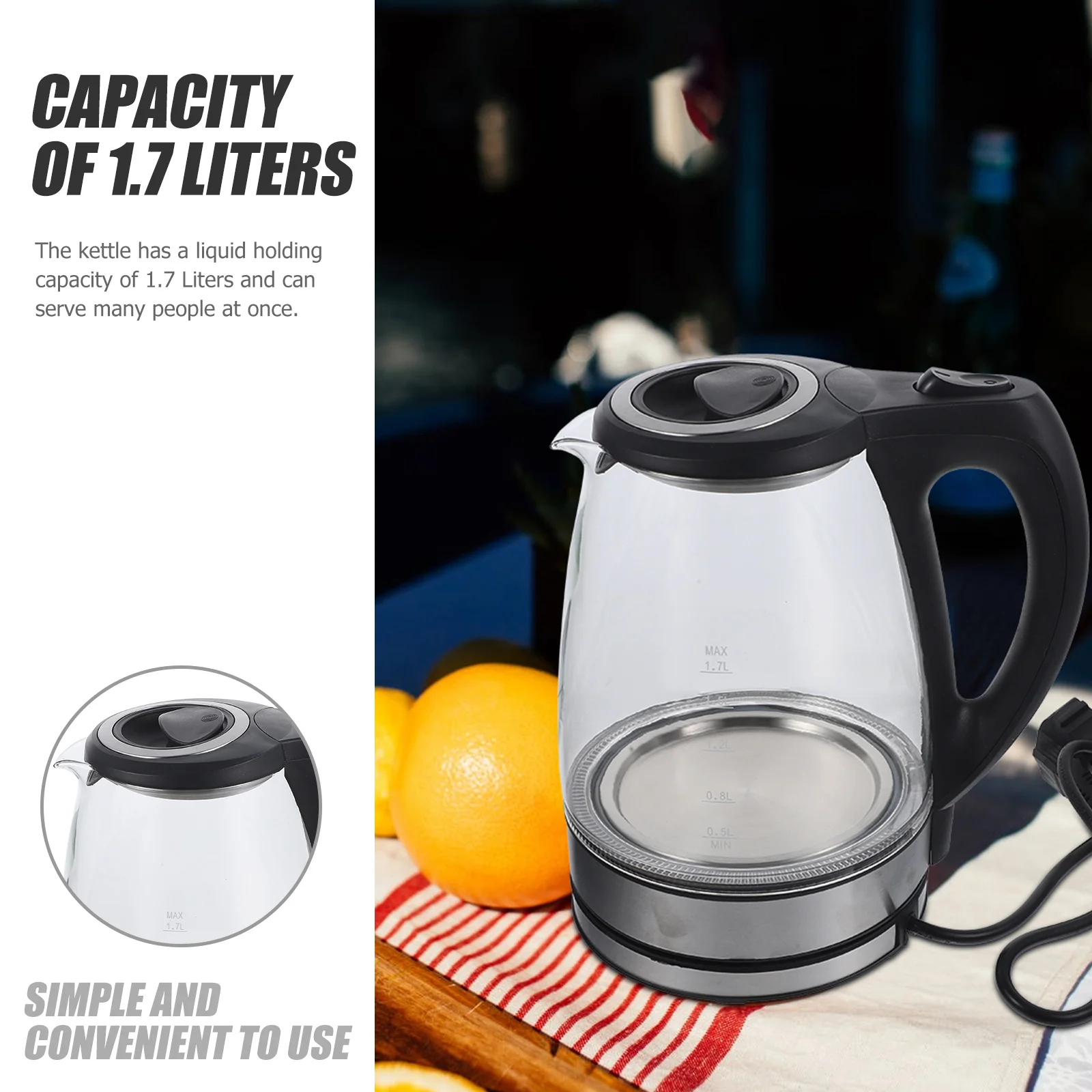 

Portable Electric Hot Water Kettle Electrical Kitchen Supplies Glass Tea Kettles