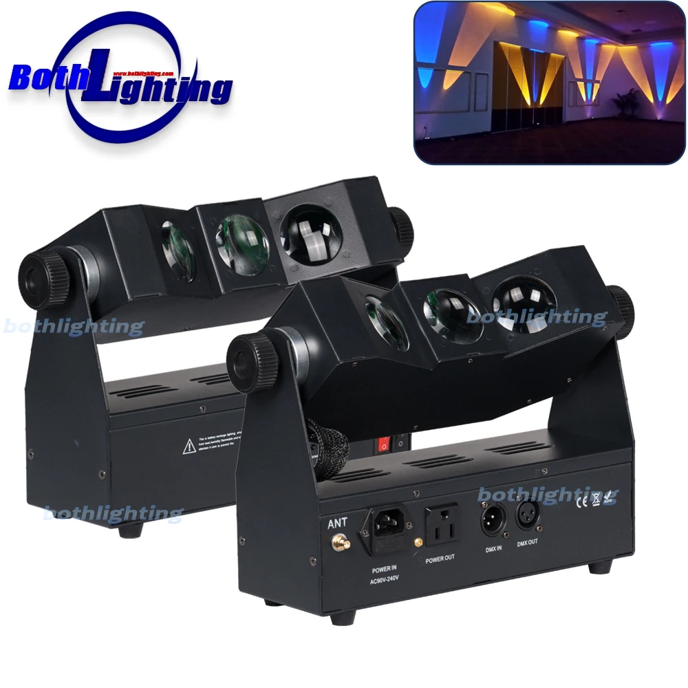 2pcs Wireless DMX RGBA Tri Beam Wash Light 3x10w Battery powered LED Uplights Wireless DMX