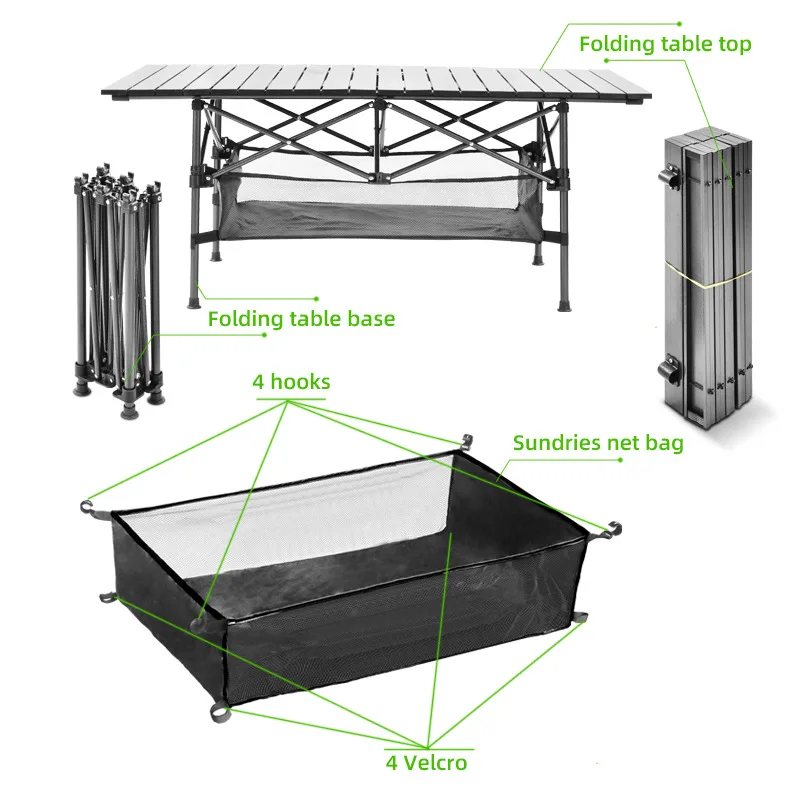 

Outdoor Folding Table Chair Camping Aluminium Alloy Picnic Table Waterproof Durable Folding Table Desk For 95*55*68cm