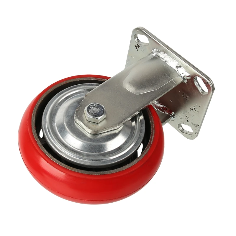 Home Hardware Accessories Dedicated 6 Inch Iron Core Korean-Style Red Fixed Wheel Cart with Wear-Resistant Load-Bearing Wheel