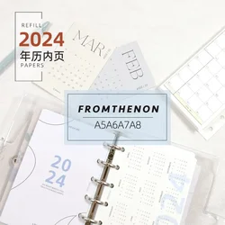 Fromthenon 2023 2024 Calendar Card with Inner Pages Notebook Loose Leaf Paper  A5 A6 A7 A8 Notebook Stationery Supplies