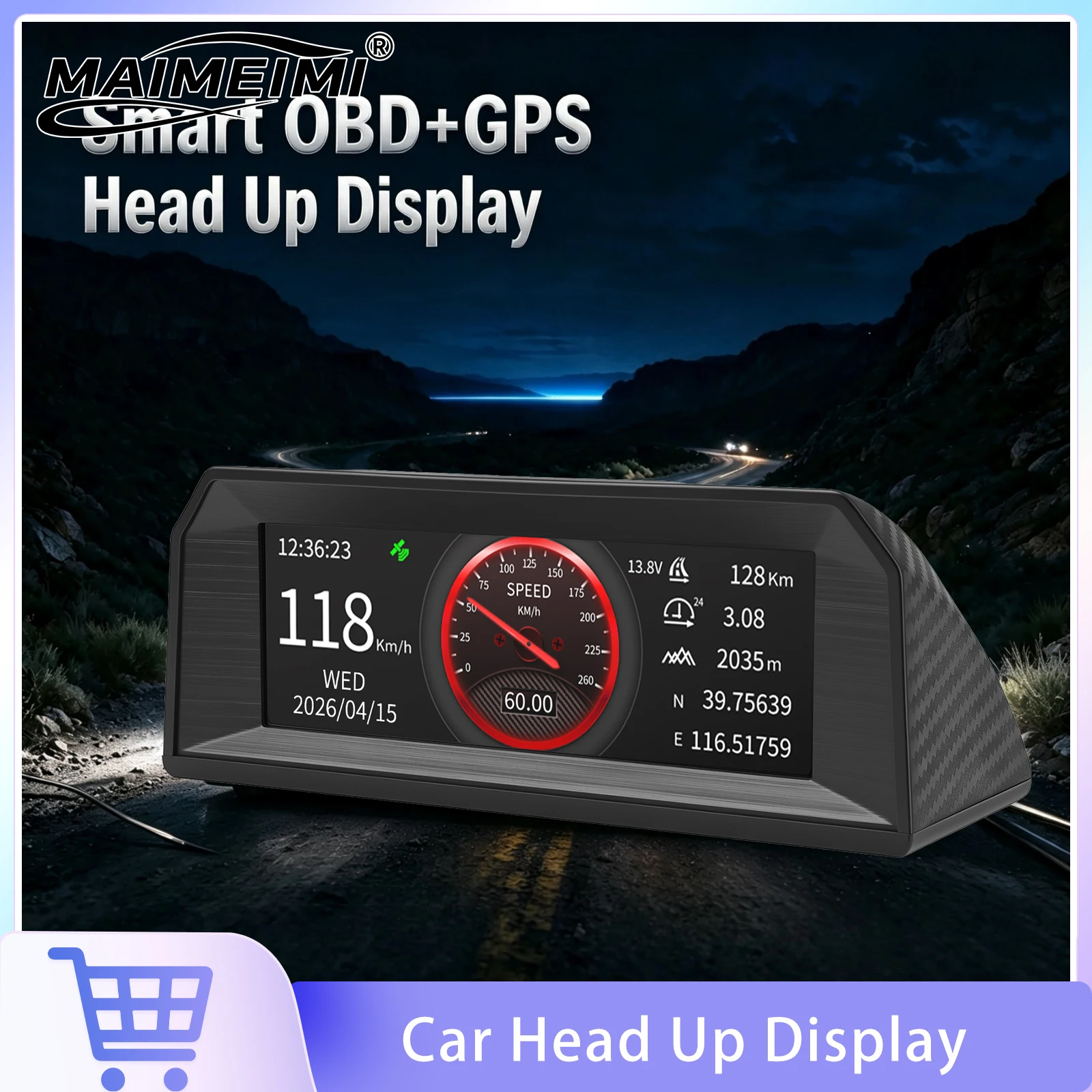 Digital OBD Head Up Display GPS  Speed Gauge With Overspeed Alarm ODO RPM Fuel Level Water Temp Voltage Gauge Car Accessories