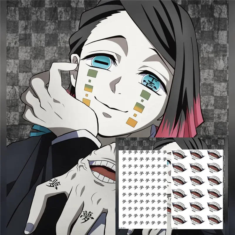 Demon Slayer Kamado Tanjirou Cosplay pegatina de tatuaje de dibujos animados tatuajes temporales pegatina de tatuaje impermeable adornar regalo de Navidad