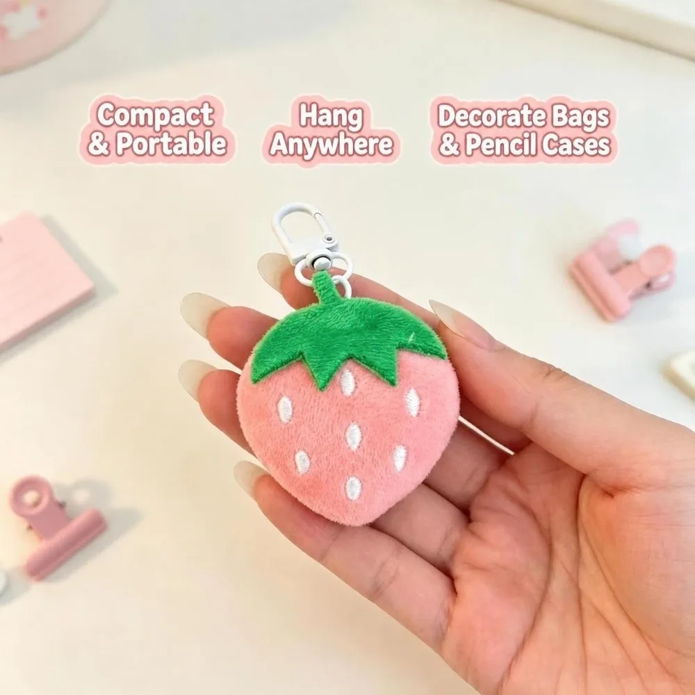 Kawaii Strawberry Keychain Soft Fruit Backpack Charm Bag Decorations Gift